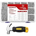 Nails Assortment Kit 700-Piece with Hammer - Galvanized Steel Hanging Nails