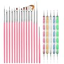 NAILWIND 20 pcs Nail Art Brushes, Nail Art Design Painting and Drawing UV Polish Brush Tool Kit, 15 pcs Nail Art Brushes Kit with 5 pcs Nail Dotting Pens, Multicolored