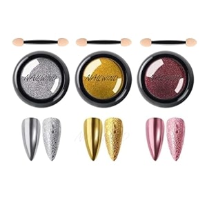 nailwind 3 colors chrome nail powder set glitter metallic mirror effect for nails art design 3d holographic silver rose gold pigment powder