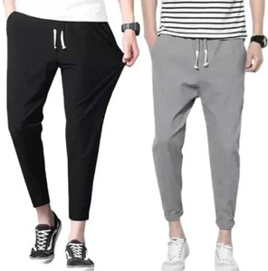 naima enterprises solid men black grey track pants