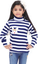 NAINUR SALMA DRESSES Girls Striped High Neck Blue, White Sweater