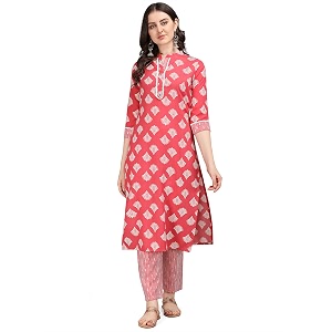 NAINVISH Cotton Blend Floral Regular Womens Kurtas