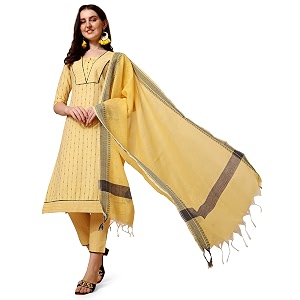 NAINVISH Cotton Blend Kurti Pant Dupatta