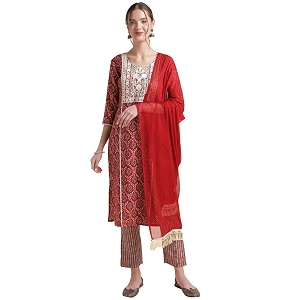 NAINVISH Cotton Blend Kurti Pant Dupatta