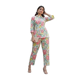 NAINVISH Ethnic Cotton Blend Co Ord Set