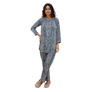 nainvish women39s floral straight rayon blend mandarin collar co-ord set sd858_kb_pink