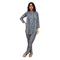 NAINVISH Women's Floral Straight Rayon Blend Mandarin Collar Co-ord Set (SD858_KB_Pink)