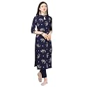 NAINVISH Blue Color Crepe Stitched Kurti with