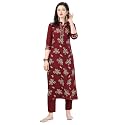 NAINVISH Maroon Color Crepe Stitched Kurti with