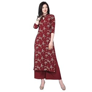 NAINVISH Women Crepe Straight Kurti with Palazzo