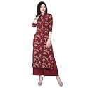 NAINVISH Women Crepe Straight Kurti with Palazzo