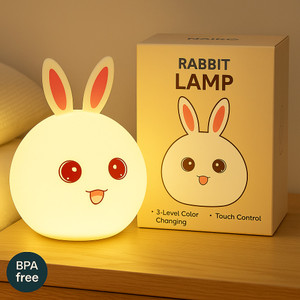 nairo rabbit face lamp  color changing safe bpa-free material ideal for nursery night lamp