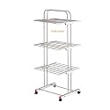 Naivete Stainless Steel Folding Extra Large 3 Tier Bedroom Outdoor Clothes Drying Rack Airer Laundry Dryer Rack Floor Standing Clothes Hangers with Wheels Cloth Shoes Hanger