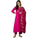 Naixa Women39s Chanderi Embroidered Flared Kurta with