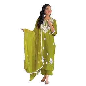 Naixa Womens Cotton Embroidered Straight Kurta with