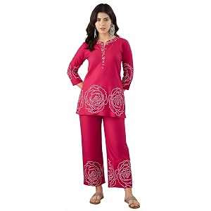 Naixa Womens Lavender Cotton Printed Straight Kurta