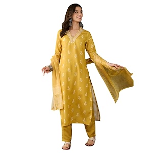 Naixa Womens Lemon Rayon Blend Embroidered and