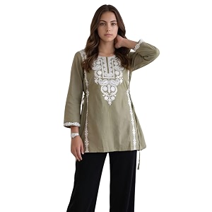 Naixa Womens Pink Cotton Printed Straight Kurta