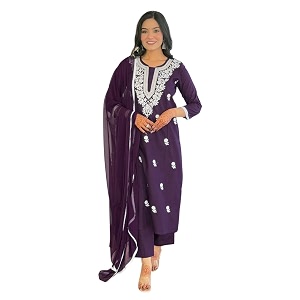 Naixa Womens Pure Cotton Embroidered Straight Kurta