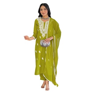 Naixa Womens Pure Cotton Embroidered Straight Kurta