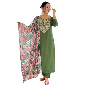Naixa Womens Rayon Embroidered Straight Kurta with