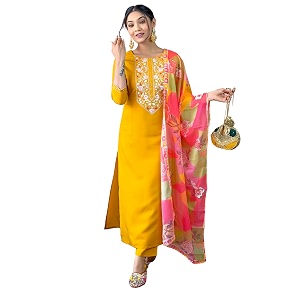 Naixa Womens Rayon Embroidered Straight Kurta with