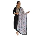 Naixa Women39s Black Rayon Embroidered Straight Kurta