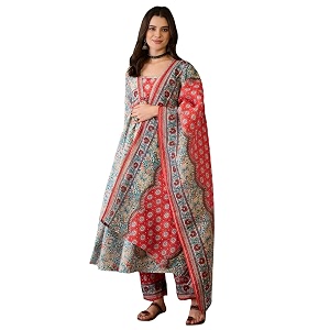 Naixa Womens Rayon Lace Work A-Line Kurta