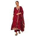 Naixa Women39s Vichitra Silk Embroidered A-Line Kurta