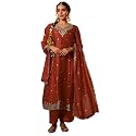 Naixa Women39s Vichitra Silk Embroidered A-Line Kurta