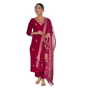 Naixa Womens Viscose Embroidered Straight Kurta with