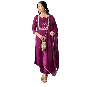 Naixa Womens Viscose Embroidered Straight Kurta with
