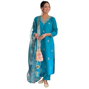 Naixa Womens Viscose Embroidered Straight Kurta with