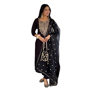 Naixa Womens Viscose Embroidered Straight Kurta with