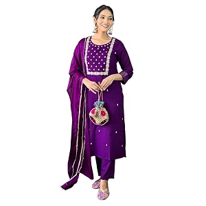 Naixa Womens Viscose Embroidered Straight Kurta with
