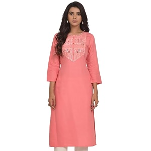 Naixa Womens Viscose Rayon Embroidered Worked Straight