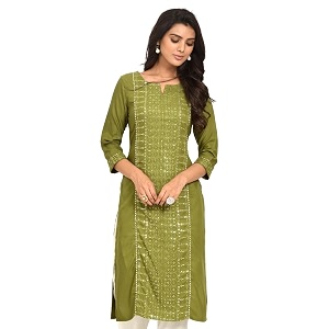 Naixa Womens Viscose Rayon Sequins Embroidered Worked