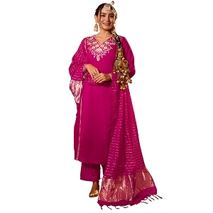 Naixa Womens Viscose Silk Embroidered Straight Kurta