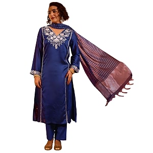 Naixa Womens Viscose Silk Embroidered Straight Kurta