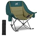 NAIZEA Folding Rocking Camping Chair, Portable Outdoor Rocker w/Cooler Bag