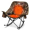 NAIZEA Heated Camping Rocking Chair with Cooler Bag, Portable Folding Chair