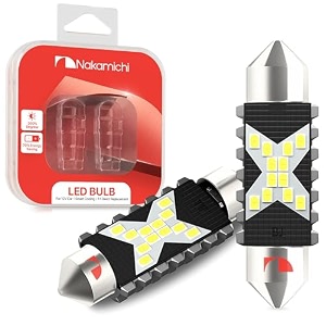 nakamichi led bulb 578 c5w festoon led bulbs canbus error free 12-smd 2016 chipsets 6000k white replacement for car interior map dome courtesy license plate lights pack of 2 white colour 36mm