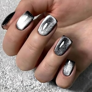 nakhi 24 reusable artificial fake nail set  lightweight amp long lasting quick fix for festivals amp special occasions b_silver
