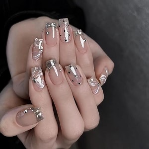 nakhi 24 reusable artificial fake nail set  lightweight amp long lasting quick fix for festivals amp special occasions z661