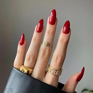 nakhi 24 reusable artificial fake nail set  lightweight amp long lasting quick fix for festivals amp special occasions p_red