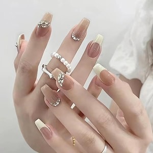 nakhi 24 reusable artificial fake nail set  lightweight amp long lasting quick fix for festivals amp special occasions p_bow