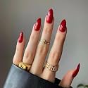 Nakhi 24 Reusable Artificial Fake Nail Set | Lightweight &amp; Long Lasting| Quick Fix For Festivals &amp; Special Occasions (P_red)