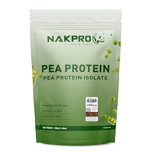 nakpro nutrition pea protein isolate  500g vanilla  26g protein  plant based protein powder