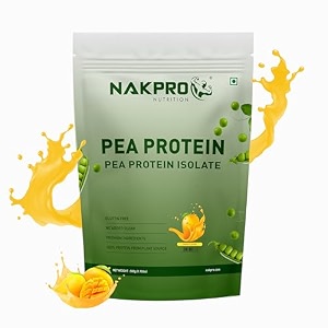 nakpro nutrition pea protein isolate  500g mango  26g protein  plant based protein powder