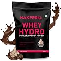 NAKPRO HYDRO Whey Protein Hydrolyzed | 24.89g Protein, 5.45g BCAA | Easy Mixing, Low Carbs, Easy Digesting Whey Protein Supplement Powder for Men, Women &amp; Athletes | 1 Kg (Chocolate)